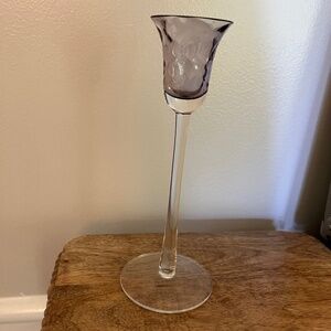 KROSNO Vintage Purple Crystal Candlestick Holder 8.5"